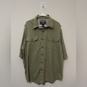 Duluth Trading Co Shirt Mens Green Button Down Short Sleeve‎ XL Polyester